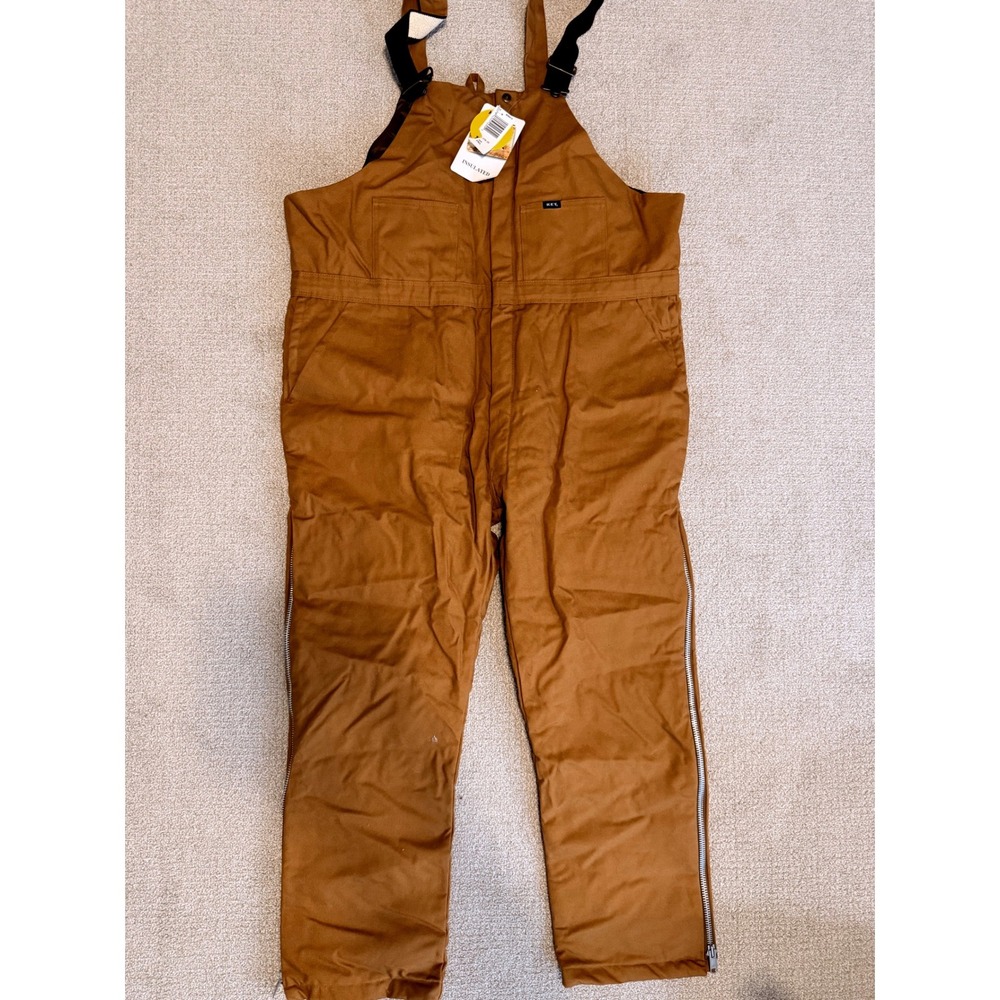 Key Mens 2XLL Brown Cotton Duck Insulated Bib Overalls Workwear Heavyweight NWT